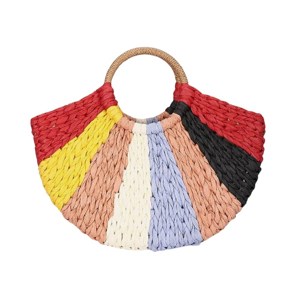 Semi-Circle Rainbow Woven Handbag